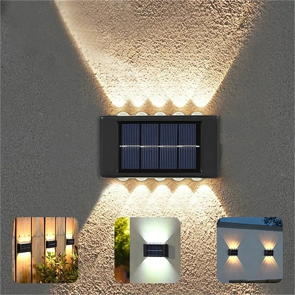 2pcs Solar 10LED Fence Light, Double Head Wall Light, Garden Decorative Light, Waterproof Solar Outdoor Lights For Garden Fence