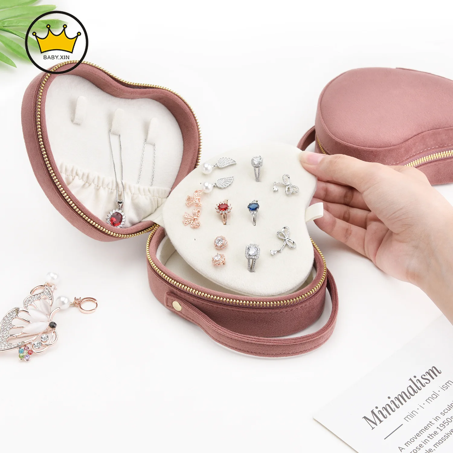 Ring Necklace Storage Box Velvet Jewelry Portable Storage Love Ring Box Creative Storage Box Joyero