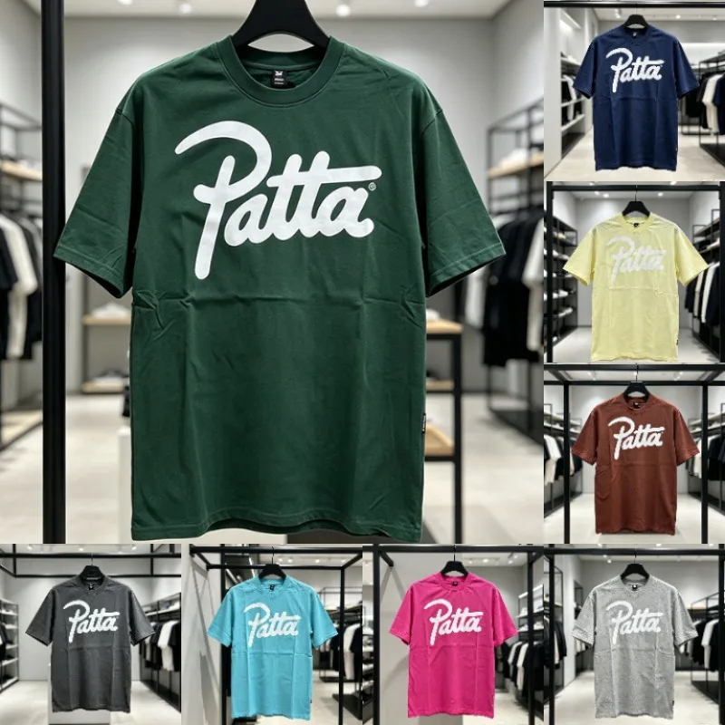 PATTA Men Women Large Logo Letter Graphic Print Multi‑color Short Sleeve Tee