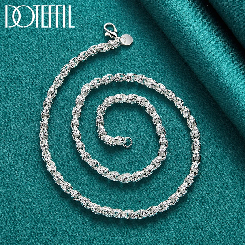 DOTEFFIL 925 Sterling Silver 20/24 Inch 5mm Naszyjnik z łańcuszkiem do kranu dla kobiet Mężczyzna Moda Biżuteria zaręczynowa ślubna — zdjęcie 7