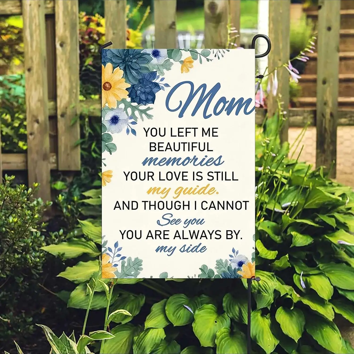 Memorial Mom Floral Garden Flag, 100% Polyester, 30x45cm, 1pcs Outdoor Yard Decoration Flag AAS