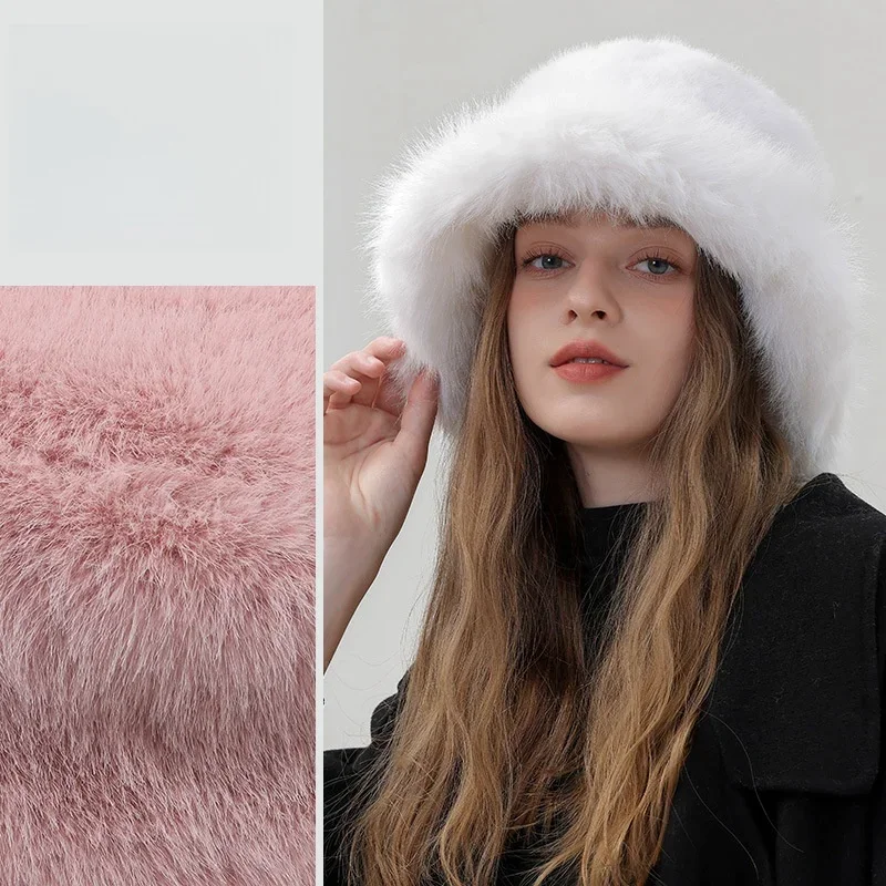Perfect Thicken Faux Fur Fluffy Bucket Hat Keep Warm Winter Hat Panama Cap Fancy Top hat Photography Formal Hat for Ladies Women