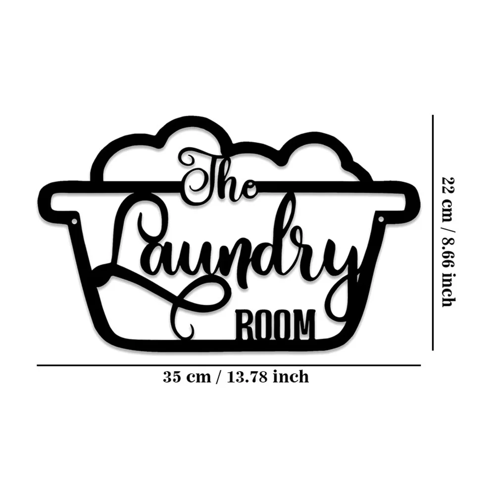 Laundry Room Decor Signs Cutout Vintage Metal Wall Art Decoration Black Silhouette Rustic Laundry Hanging Decor Accessories