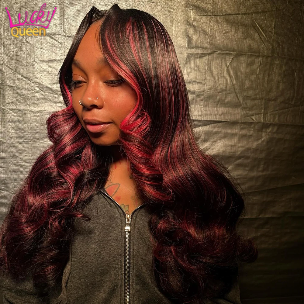 14A Upgrade Real Human Hair Wig Highlight Pink 13x6 13x4 Hd Lace Front Human Wig For Women Pre Plucked Body Wave Glueless