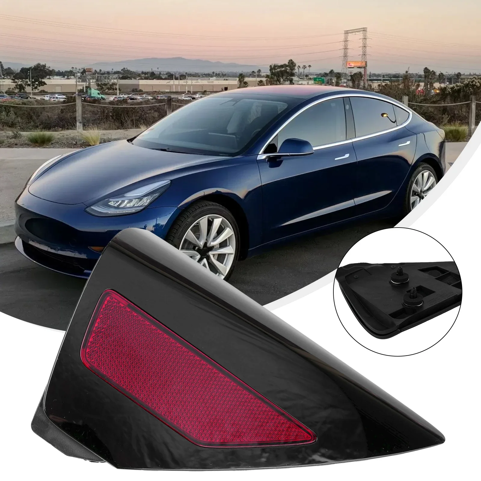 

Quarter Panel Reflector Light 1518783-00-A 2020-2022 Black+red For Tesla Model Y Car Accessories Direct Install