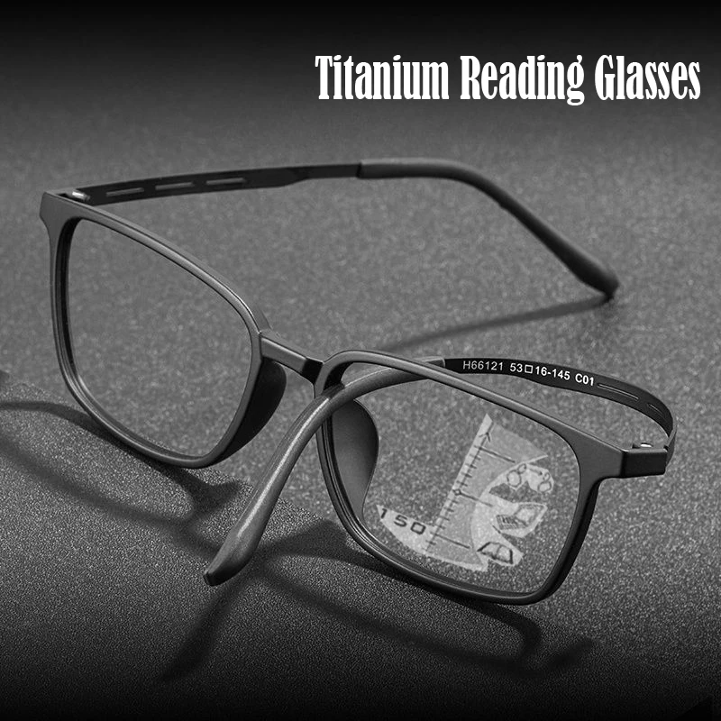 Reines Titan Multifokale progressive Lesebrille Männer Frauen Anti-Blaulicht-Business-Brille Vollformat Ultraleicht