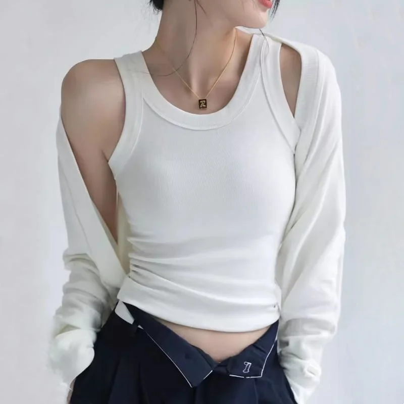 

Thin Inteated Knitted Ice Silk Modal Tank Top Women Summer Underwear Breathable Lightweight Color Commute Sle Vest