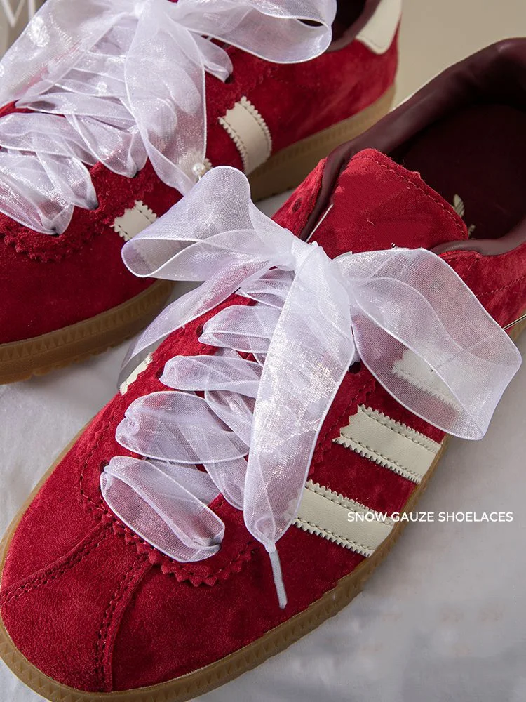 2.5CM Flat Silk Shoe Laces Tulle Webbing Snow Ballet Lace Chiffon Yarn Sneaker Shoelaces Accessories for Shoes