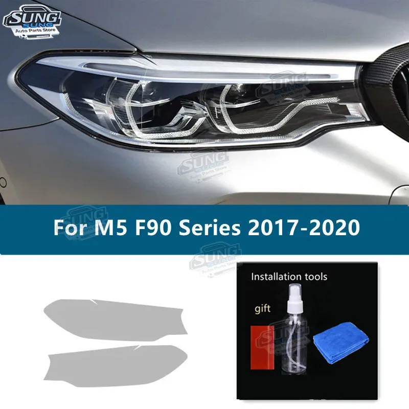

2 шт. для BMW 5 серии G30 M5 F90 2017-2020, оттенок автомобильных фар, черная защитная пленка, прозрачная наклейка из ТПУ, автомобильные аксессуары