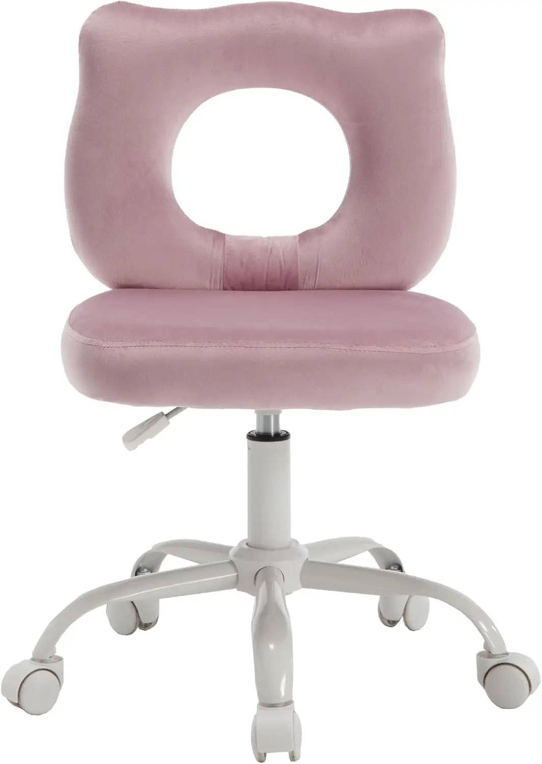 

Cute Kids Desk Chair, Adjustable Desk Chair With Open Kitty Backrest, Teen Study Chair Swivel Rolling Faux Fur Children Chair