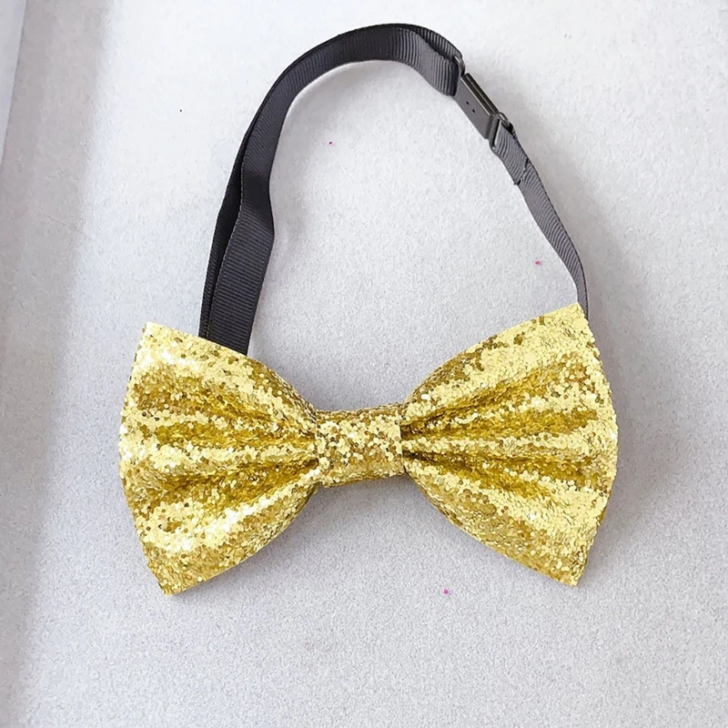 Handmade Ribbon Bows Brooch Men's Suit Shirt Collar Pin Rhinestones Crystal