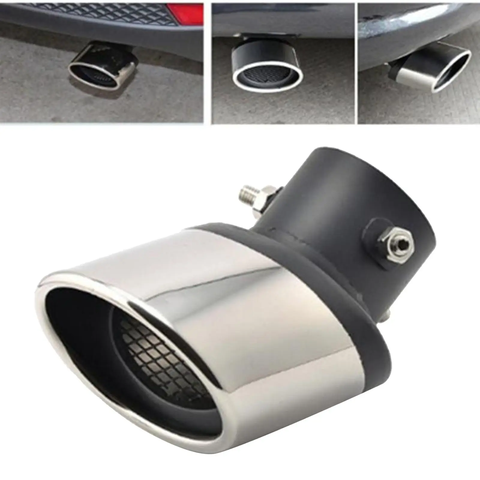 Stainless Steel Car Exhaust Pipe Tail Throat Muffler End Tip 12x10.5cm, Tail Muffler Tip Pipe for Mazda 5 6, BYD S6,