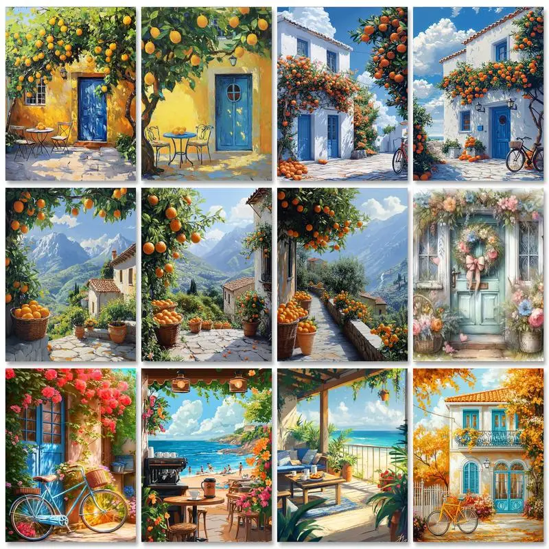 

PhotoCustom DIY Diamond Painting Garden Landscape Full Square Embroidery House Mosaic Handmade Gift Home Decoration