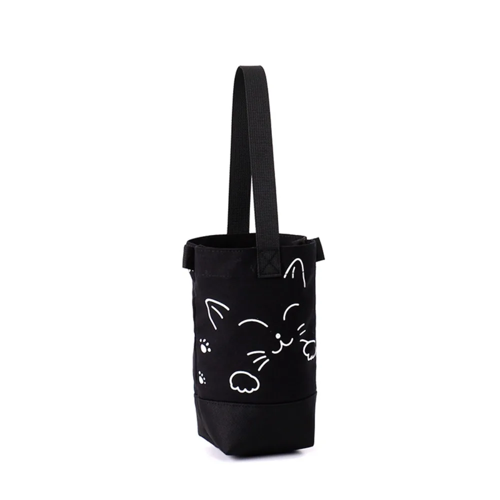 Casual Outdoor Canvas Cup Bag Printed Water Bottle Holder Water Bottle Cover Korean Style Portable Crossbody Bag Outdoor