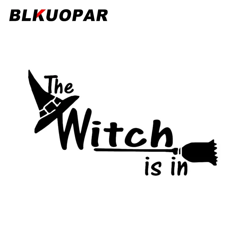 

BLKUOPAR The Witch Is In Hat Clipart Car Stickers Sunscreen Funny Decal Personality Caravan Windshield Car Styling Graphics