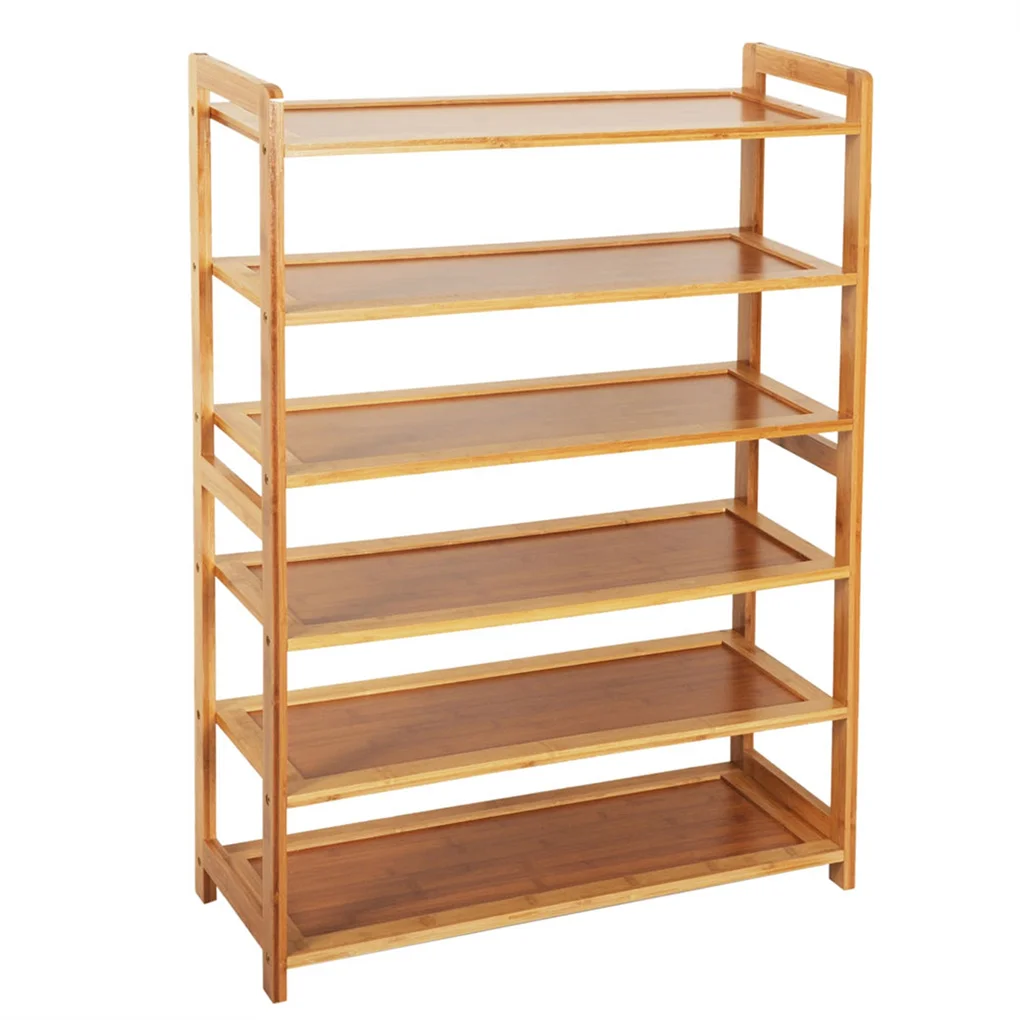 

6-Tier Bamboo Shoe Rack, Open Shoe Storage Rack, Shoe Storage Organizer for Entryway, Hallway and Closet
