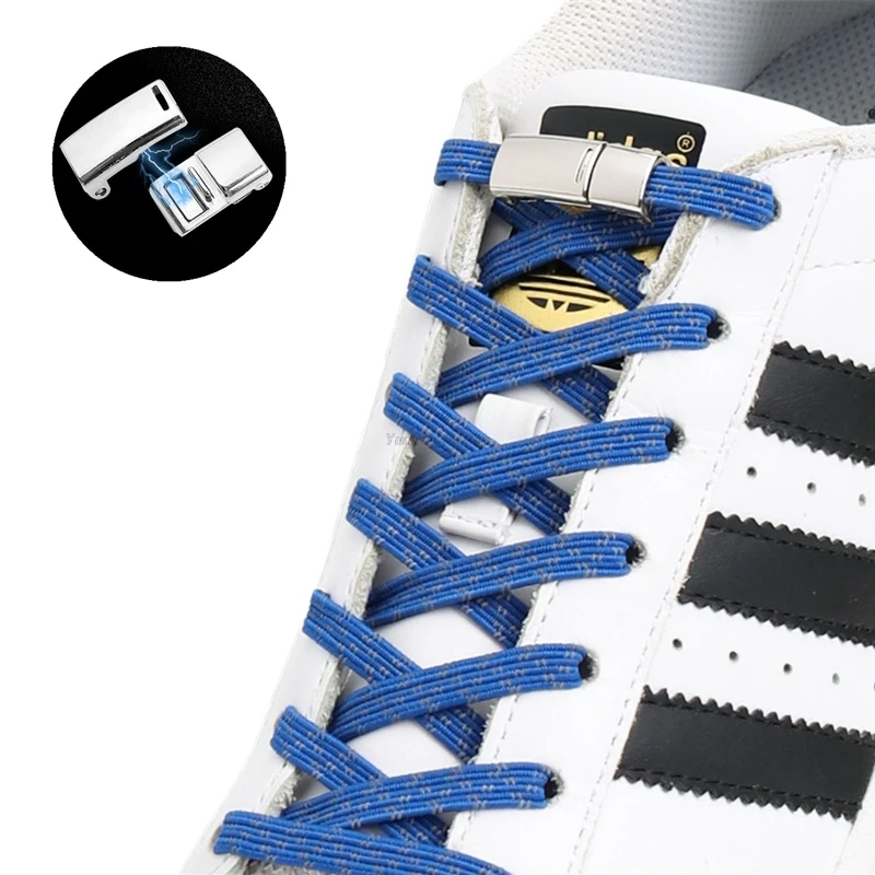 Reflective Magnetic Shoelaces for Sneakers Elastic Laces Without Ties Quick Shoe Lace Kids Adult No Tie Shoe Laces Rubber Bands