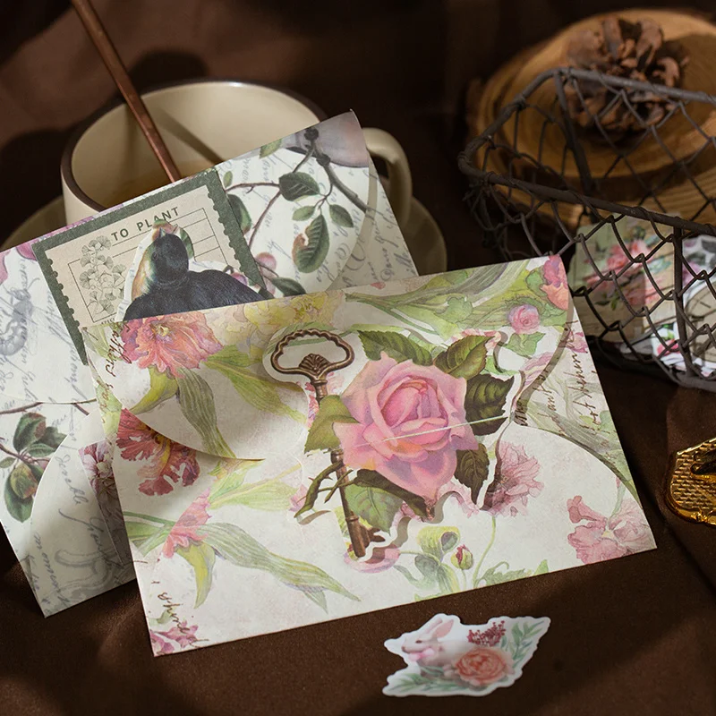 113pcs Old Flower Memory Series DIY Journal Supplies Pack Vintage Plant Nostalgic Collage Decoration Kawaii Stickers