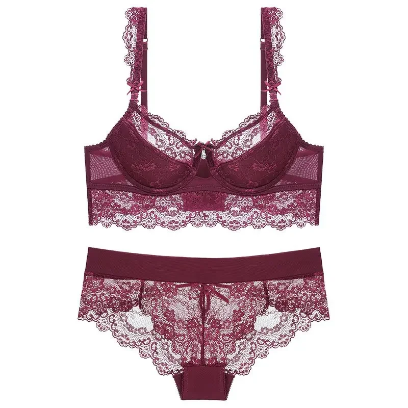 Varsbaby Lingerie sexy Reggiseno imbottito in pizzo 5 petti push up Set di biancheria intima da donna Coppa ABCD