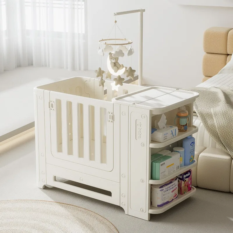 Crib Baby Multifunctional Diaper Table Storage Rack Adjustable Splicing Bed Newborn Care Table Bed