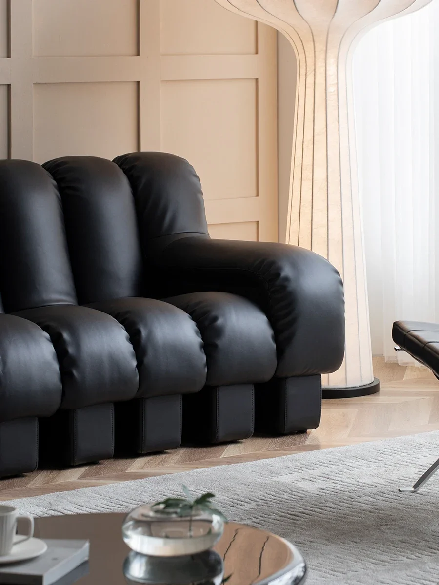 أريكة جلدية اعوج إيطالية بسيطة DS600 قوس S لين أبريل نفس النمط غرفة المعيشة السوداء وحدة القرون الوسطى طبقة مسطحة كبيرة