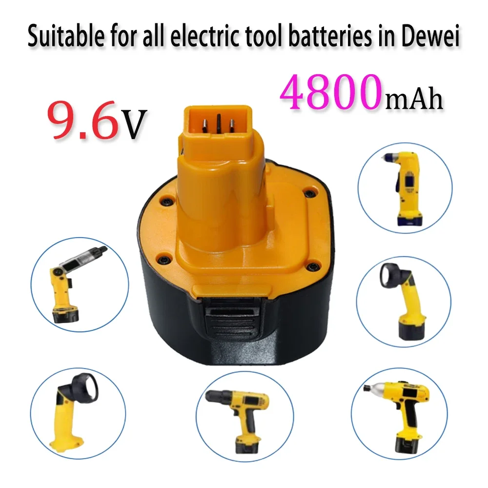 9.6V 4800mAh Ni-MH Hydrogen Replacement Battery For Dewalt DE9061 DE9062 DW9062 DE9036 DW911 DW921 DW9614 DW050