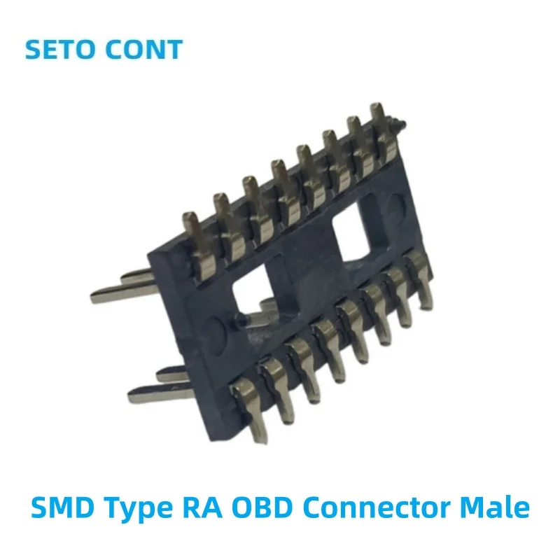 Right Angle 16 Pin High Temperature Resistant SMD Type  OBD Connector Male with Brass Terminals Nickel Plated OBDII Interface