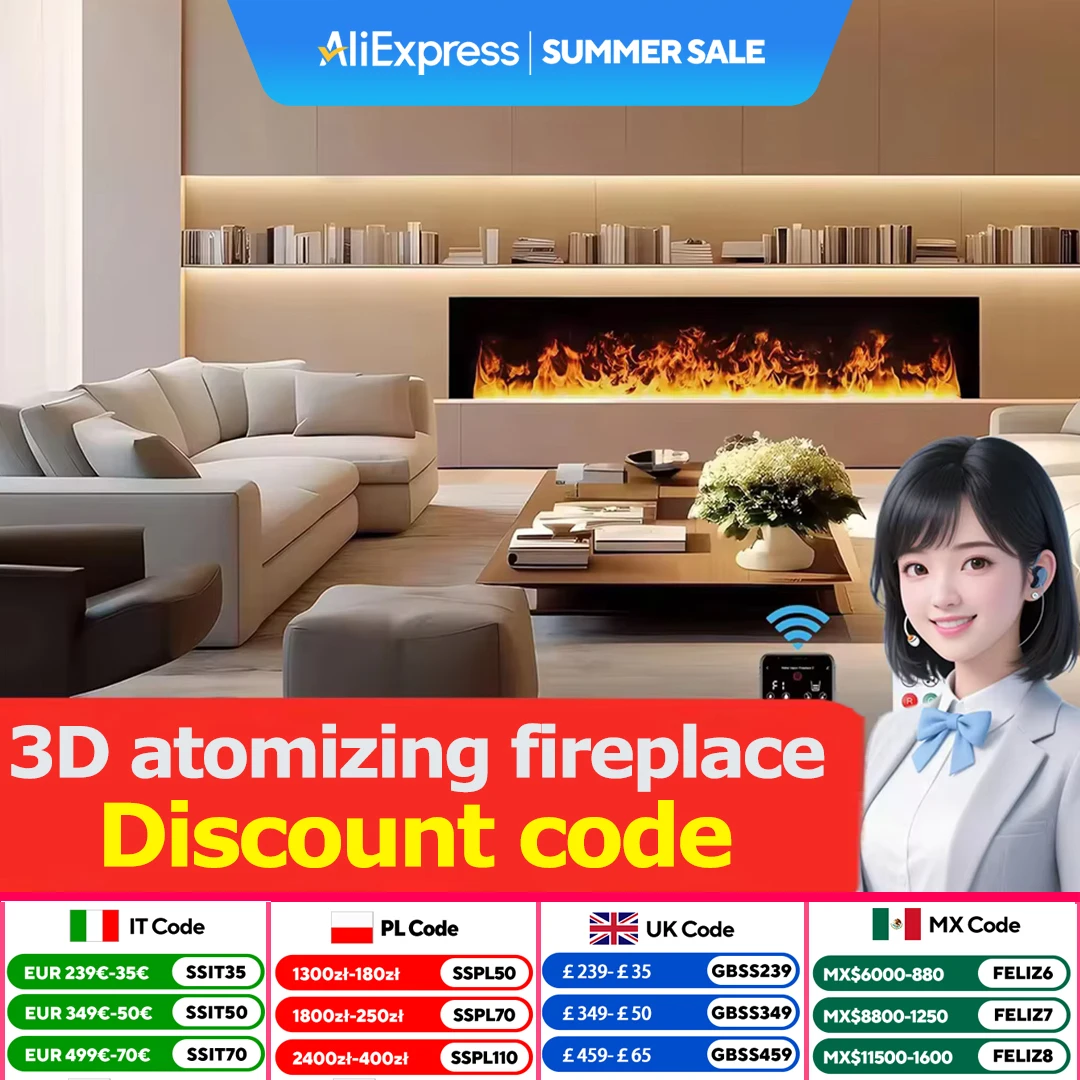 Modern 3D Flame Steam Fireplace Remote Control Electric Fireplace Silent Water Mist Electric Decoration Atomization Fireplace