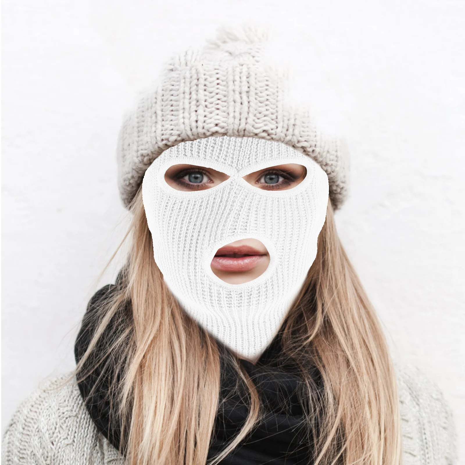 

Knitted Warm Ski Mask 3 Hole Full Face Cover Winter Balaclava Ski Mask for Men Women Outdoor Activities 3-Hole Full Face Cover