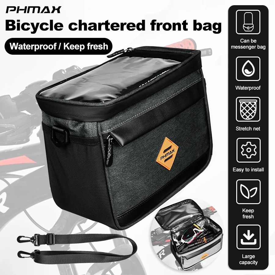 PHMAX Bike Bag 4.5L Waterproof Bicycle Front Frame Bag Touch Screen Bicycle Phone Holder Multifunctional Portable Shoulder Bag