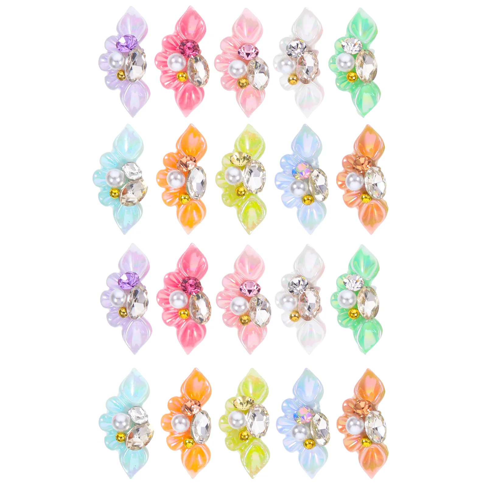 20 個ネイルアート用品フラワーラインストーン真珠魅力的な DIY デコレーションネイルアート用品ネイル用ラインストーン