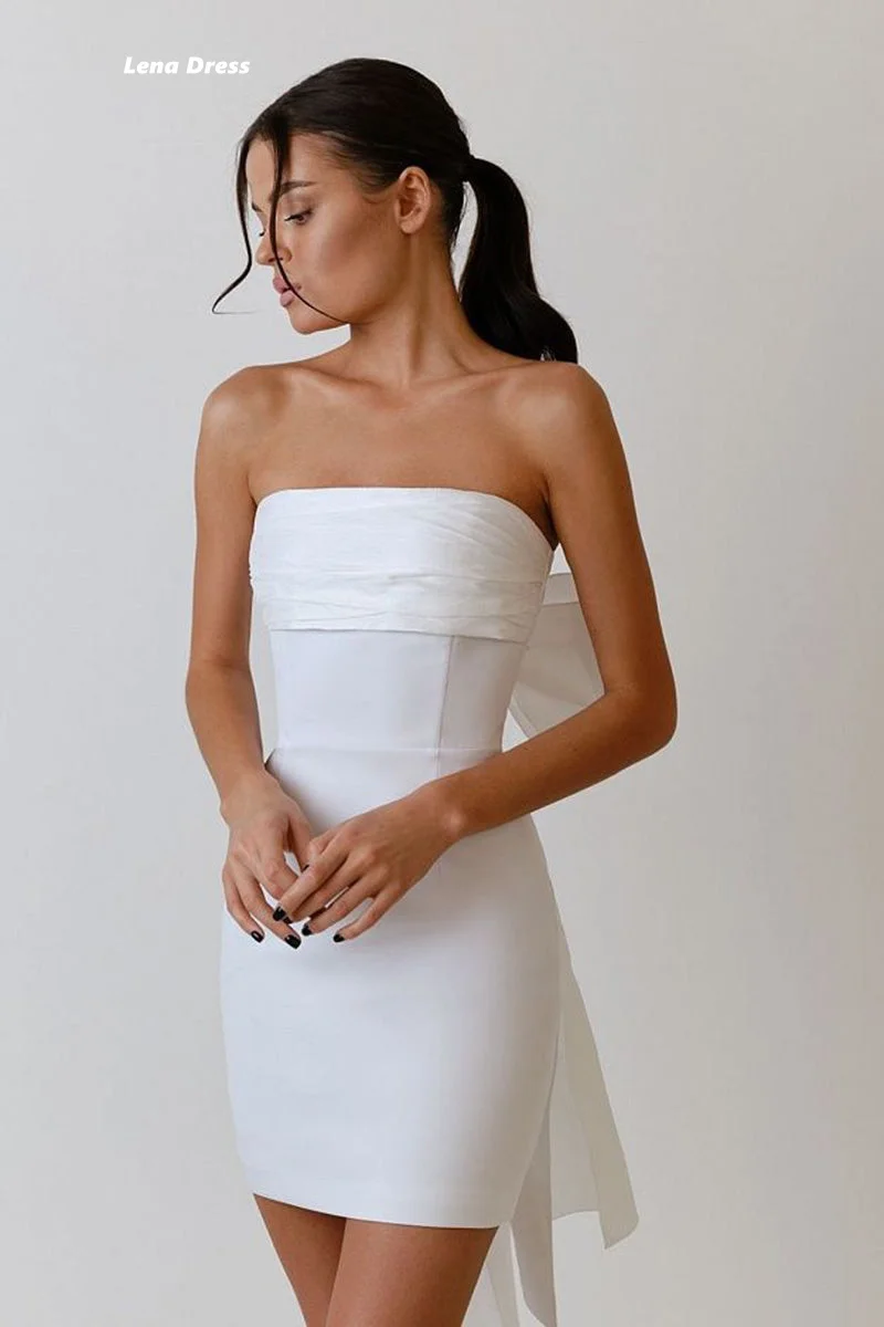 Lena Tube Top Wedding Guest Dress Women Evening Dress Woman White Luxurious Women's Evening Dresses Fish Tail Short Skirt Party