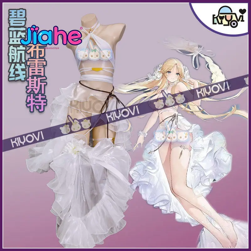 

FFNF Brest Cosplay Costume Anime Azur Lane Women elegant fishtail skirt headwear props Halloween carnival sexy beach swimsuit