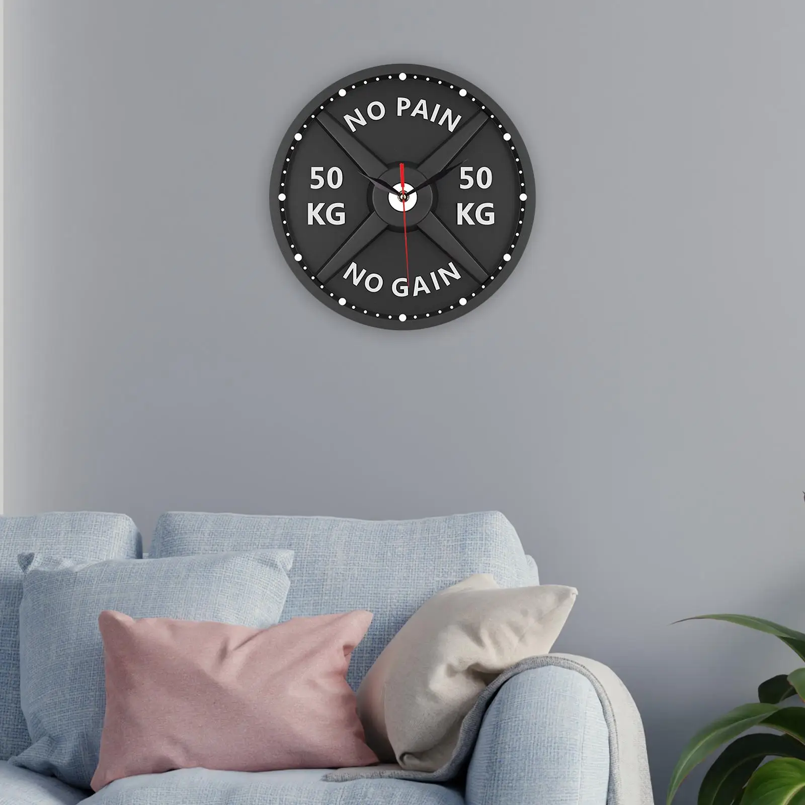 3D Wall Clock Ornament Men Silent Gift Stylish Modern Simple Gym Clock Decorative Clock for Gym Workout Bodybuilding Fitness