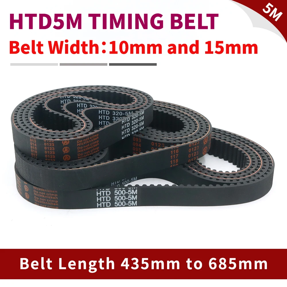 HTD 5M Toothed Belt Width 10mm 15mm HTD5M Belt 435 455 465 475 485 495 525 535 565 575 585 595 615 625 635 645 655 665 675 685mm