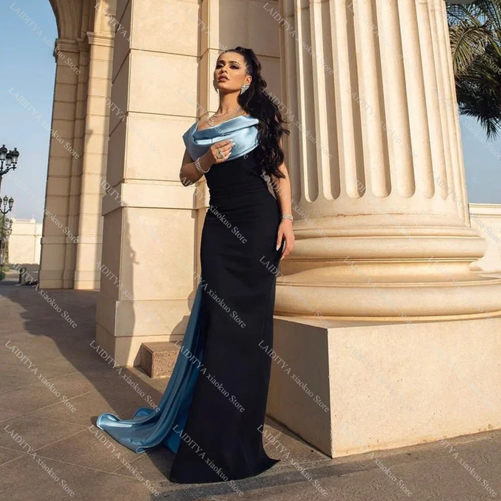 فساتين سهرة للنساء أنيقة رقبة القلنسوة مطوي فساتين حفلة موسيقية أزياء الكتفين قطار الاجتياح فساتين حفلات الزفاف