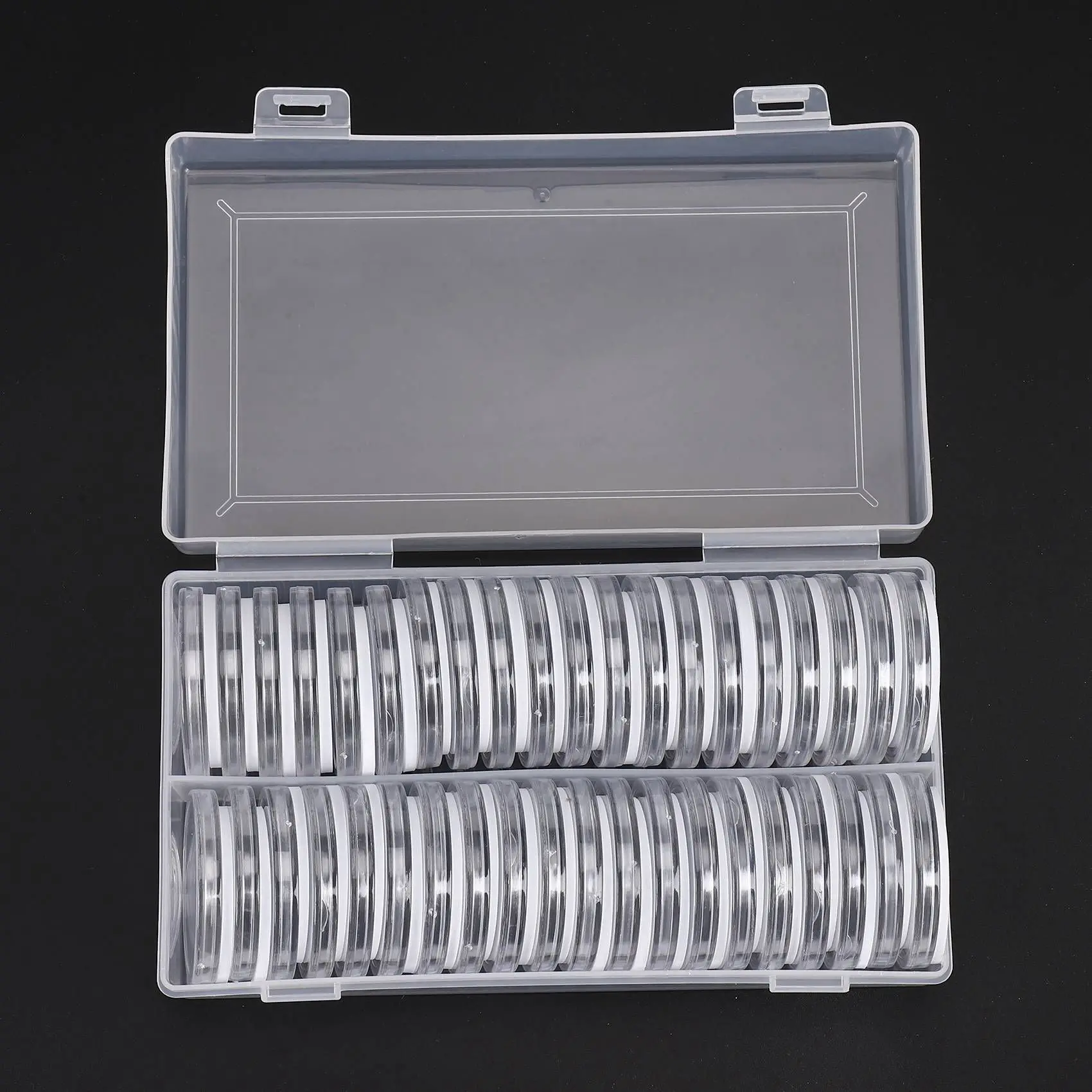 BHTS-80X 46 Mm Coin Capsules Plastic Round Coin Holder Case And 7Sizes (16/20/25/27/30/38/46Mm) Protect Gasket