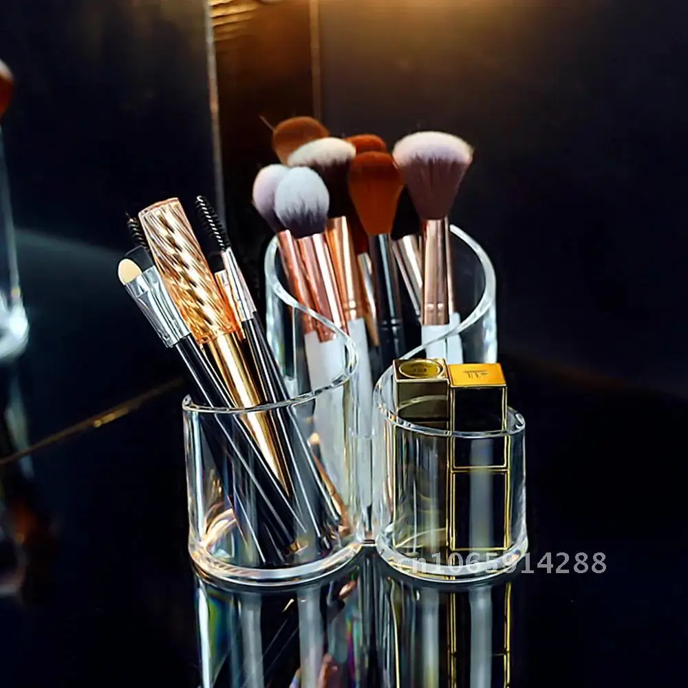 

3 Holes Transparent Cosmetic Makeup Acrylic Makeup Brush Tool Tool Make-up Box Brush Table Case Makeup Holder Storage Organizer