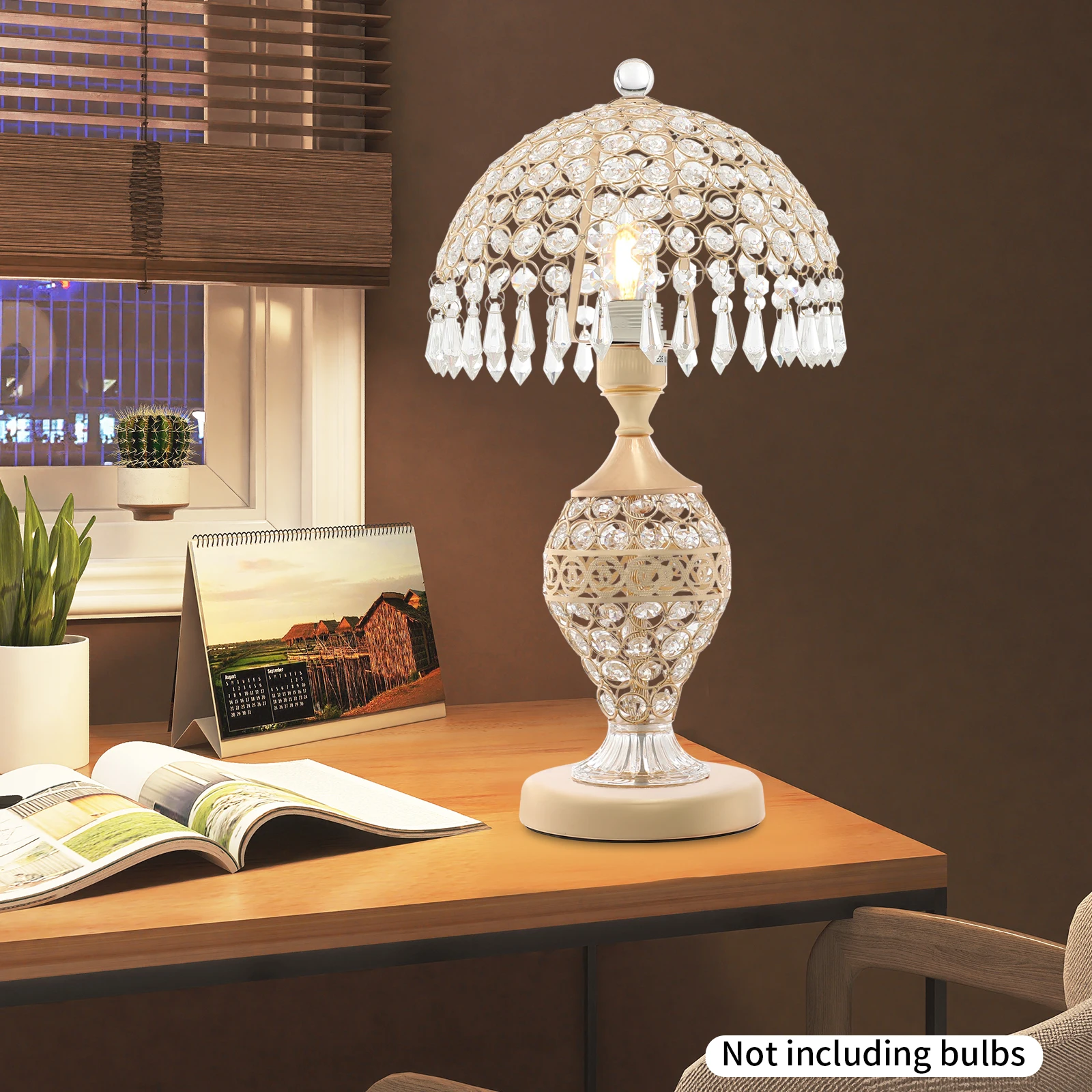 

Crystal Table Lamp, Bedside Lamp Decorative Nightstand Lamp with Double Button Switch, Bedside Light Lighting E26