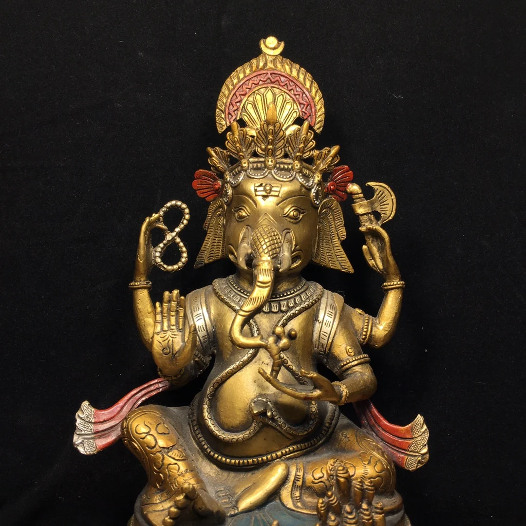 Copper Statue  Tibet Buddhism Paintings Bronze Ganapati Ganesh Lord Ganesha Elephant Buddha Statue