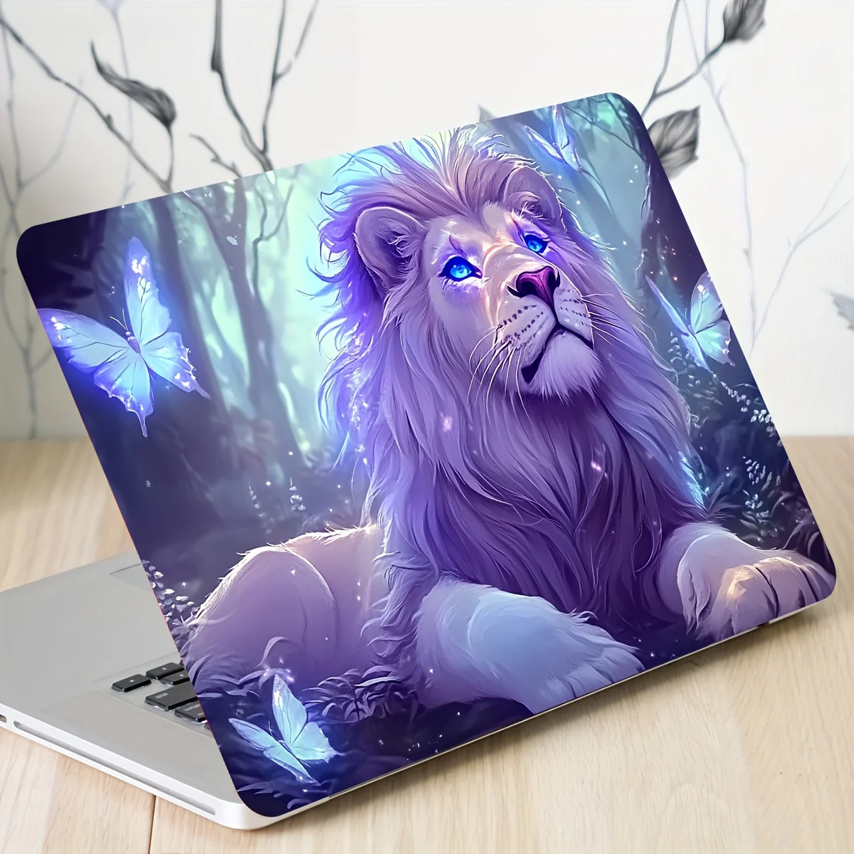 

Lion Art Vinyl Laptop Skin Stickers - Scratch resistant decals, majestic blue eyes and butterfly design suitable for all laptops