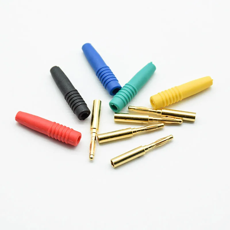 5pcs/lot Male Audio Speaker Amplifier Cable Wire Power Screw Jack Connector Adapter Gold Plated Wilding 2mm  Banana  Plug