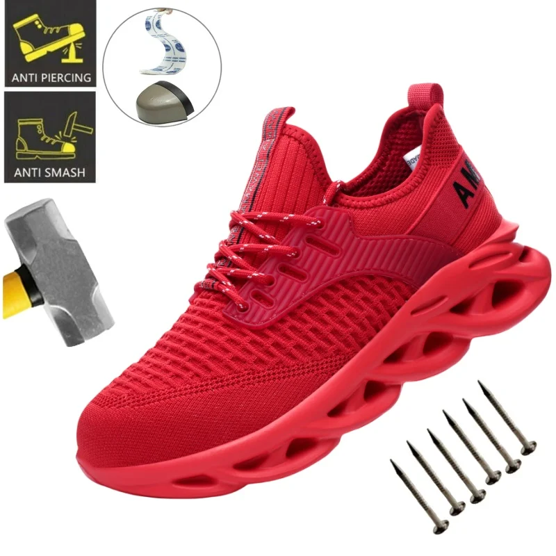 الصلب تو أحذية عمل الرجال أحذية أمان وسادة هوائية سلامة العمل أحذية رياضية مكافحة سحق أحذية عمل تنفس الأحذية الذكور الأحذية #1