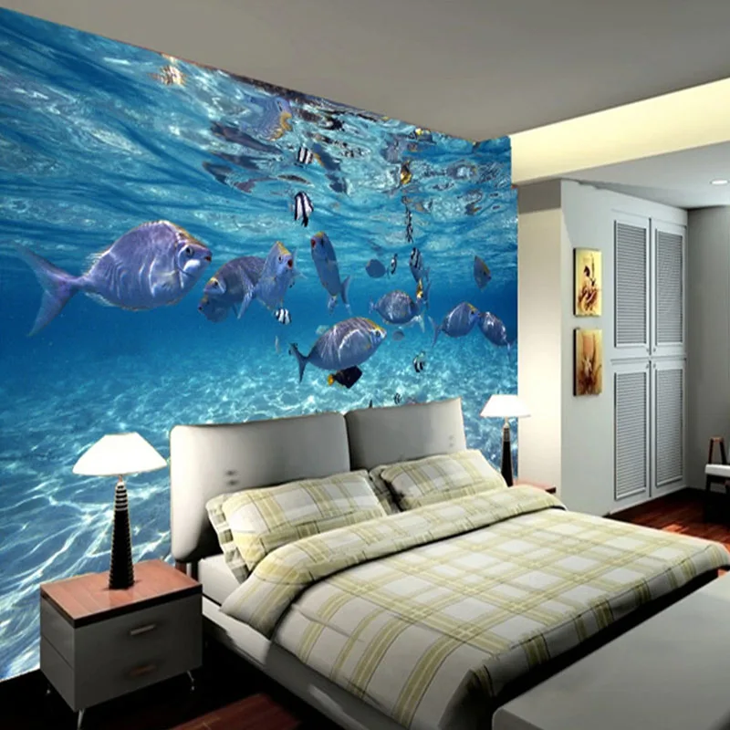 Papel de parede foto personalizada 3d estereoscópico subaquático mundo de peixe marinho sala de tv crianças fundo de tv mural 3d papel de parede