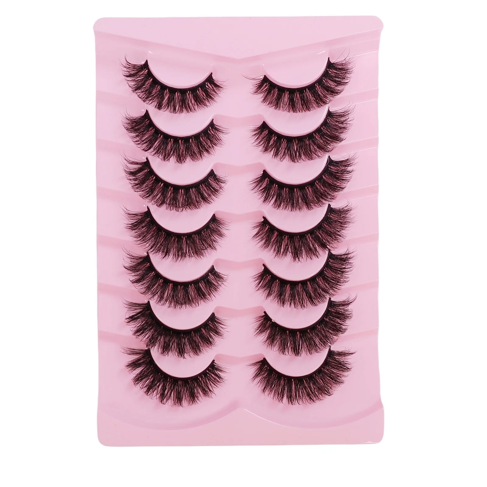 7 pairs of luxurious eyelashes - natural thickening effect, super thick C-roll eyelashes, 10-15 millimeters handmade cat eye sty