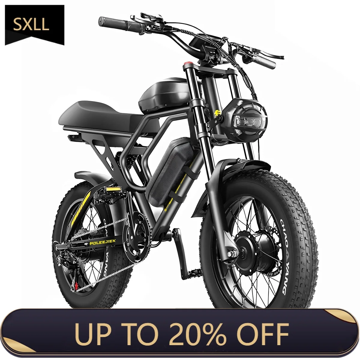 

SXLL Dual Motor Downhill Ebike 20 Inch Full Suspension Electric Motorcycle Off-Road Mud Pit Fat Tires E Mountain Bike 3000 Watt