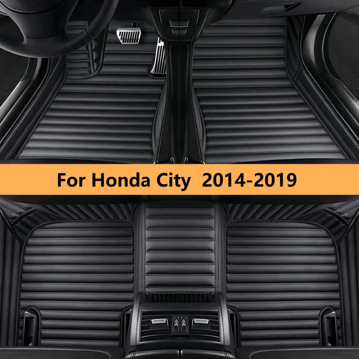 

Автомобильные коврики для Honda City 2014-2019 годов выпуска, кожаные, передние и задние, полный комплект, ковровые покрытия для пола, коврики для ног.
