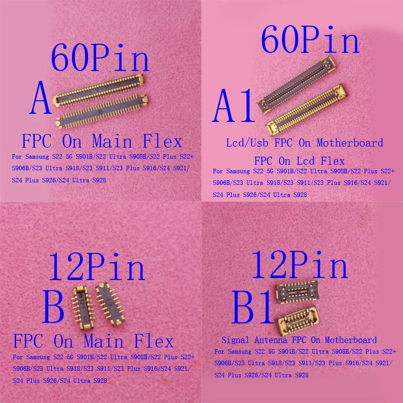 

2-50 шт. USB-зарядное устройство, сигнальная антенна, ЖК-дисплей, разъем FPC для Samsung Galaxy S22 S23 Plus S24 Ultra S901 S911 S906 S926