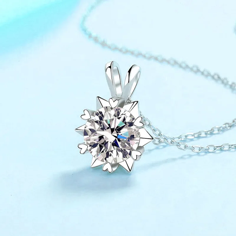 

Luxury Jewelry pt950 Platinum 1 Carat D Color Mosonite Snowflake Classic Necklace Pendant Wedding Gift Anniversary Gift