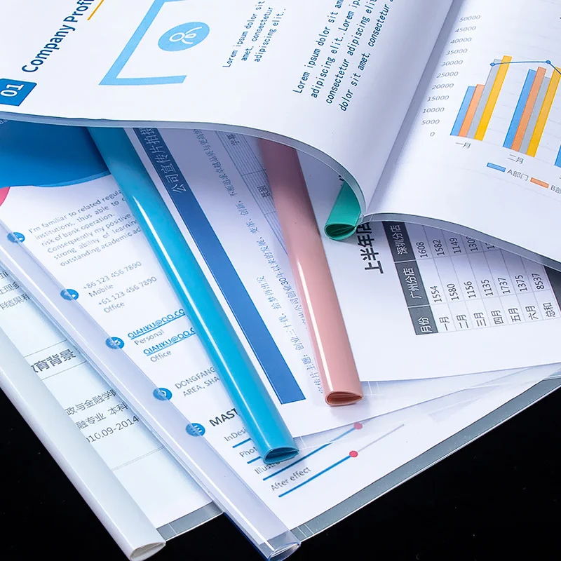 10 pz/lotto Rod Folder Pull Rod Clip Water Drop Rod inserto addensato trasparente Office Report restrain document File Bag